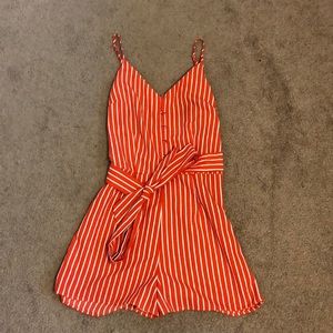 Red/orange and white striped romper